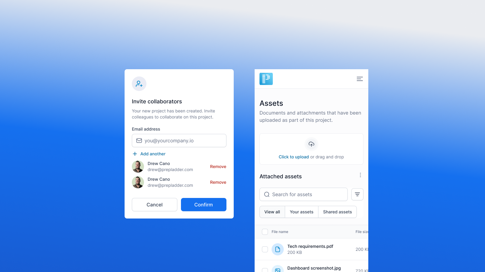 PrepLadder's teams now invite collaborators to specific projects and upload all project files to one location. This eliminated email chains and lost documents. Team members access everything they need in one place, keeping their projects moving smoothly.